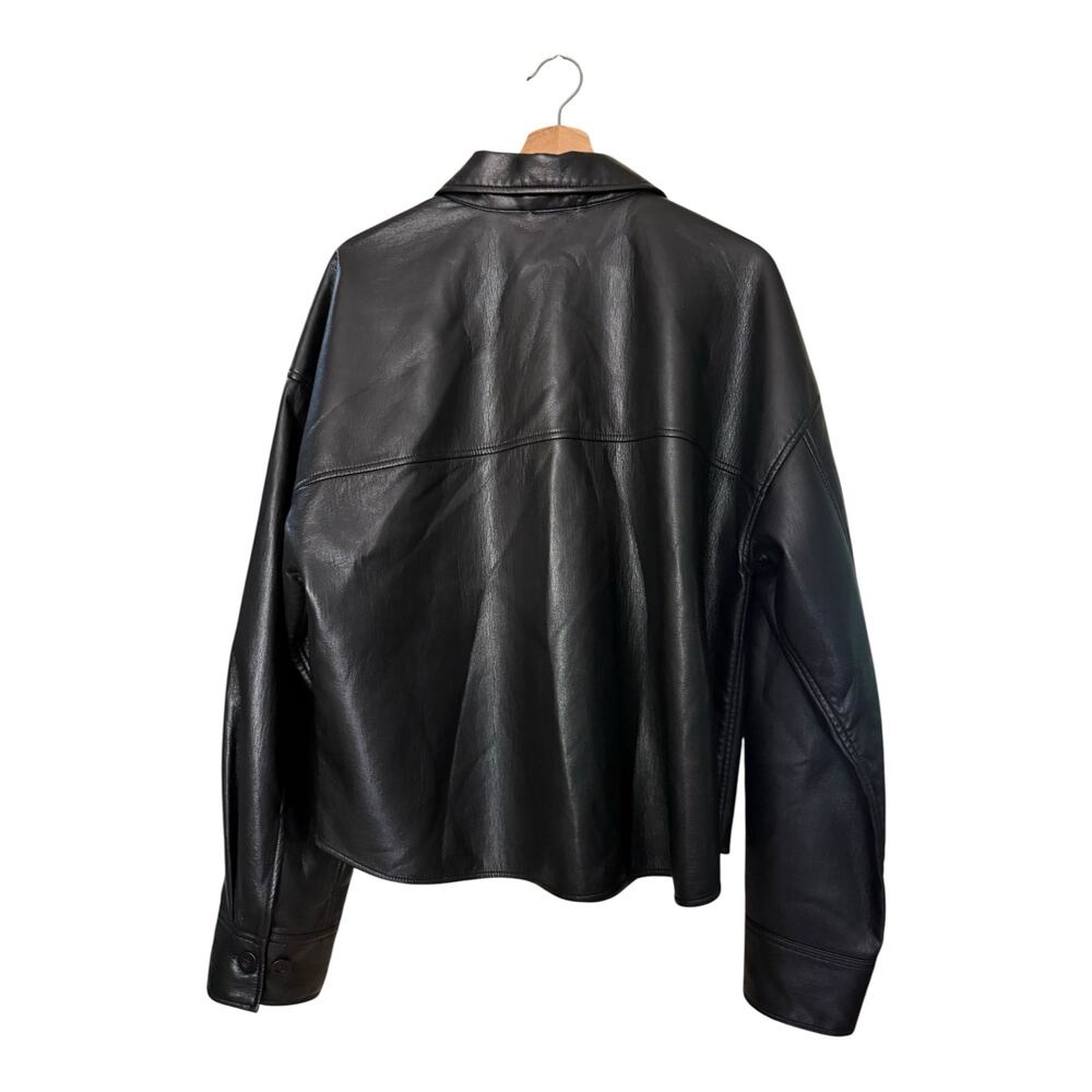 Aritzia Babaton Gabby Vegan Leather Shirt Jacket Black Large - Picture 6 of 8